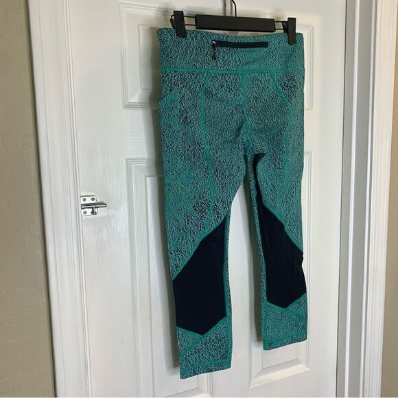 Lululemon Pace Rival Crop Power Luxtreme Spray Jacquard Bali Breeze Black Size 6 - Picture 7 of 9